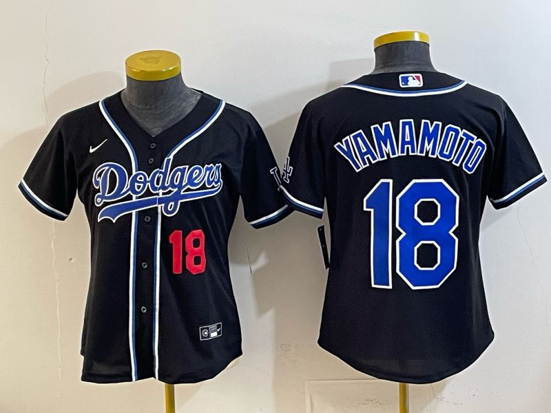 Youth 2026 Los Angeles Dodgers #18 Yamamoto Black Game Nike MLB Jersey style 005